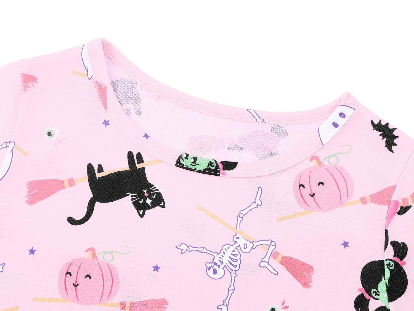 Topgal Big Girls Pajamas Pink Cat Ghost Skeleton Pumpkin Broom Nightwear Set for Teens Little Kids 2PC PJS Size 6