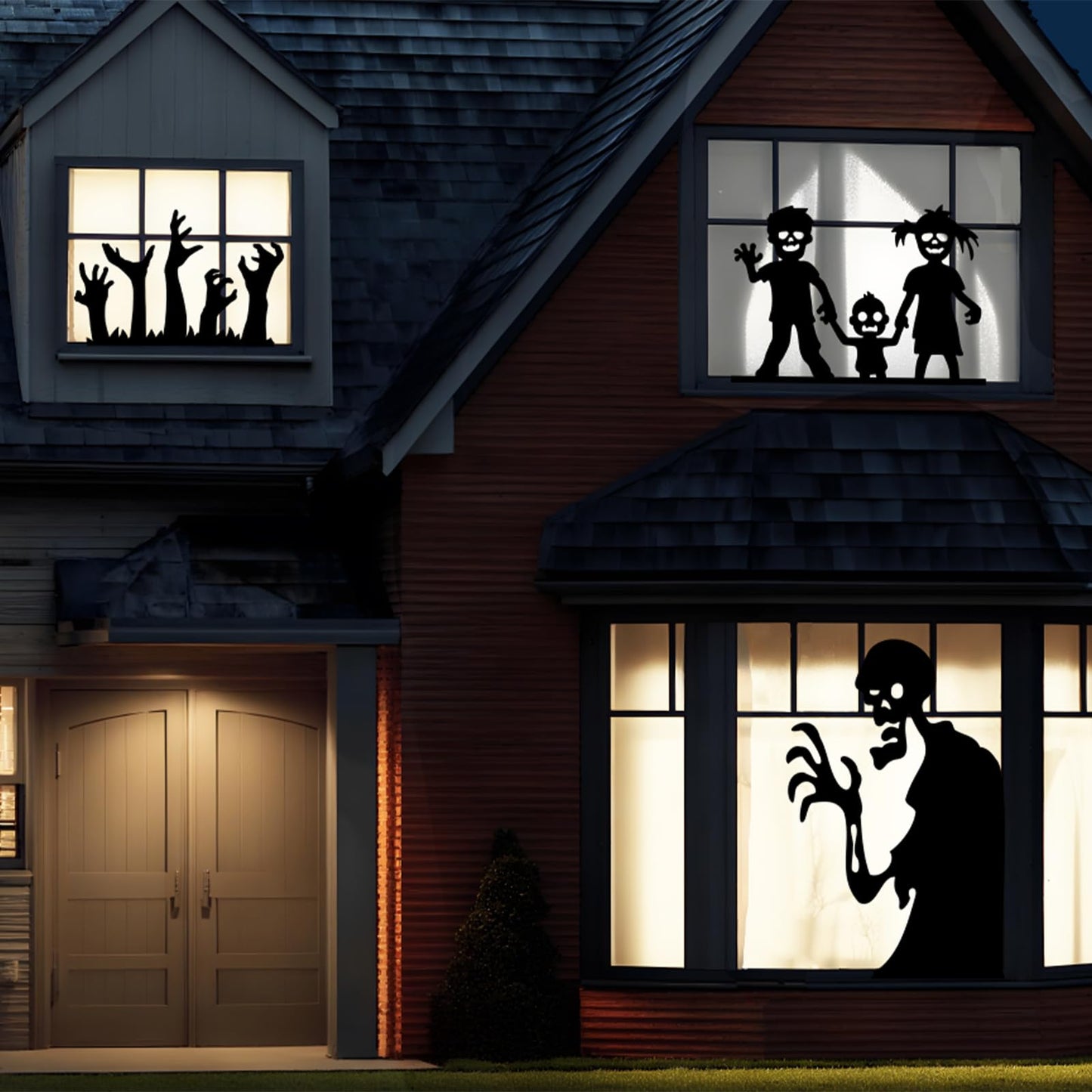 FYSUIMU 3Pcs Halloween Window Decor Large Scary Clings Fabric Decoration 47 x 31.5 Inch Black Zombie Arm Spooky Monster Window Silhouette Cover for Wall Garage Home Indoor Outdoor Trick or Treat Party