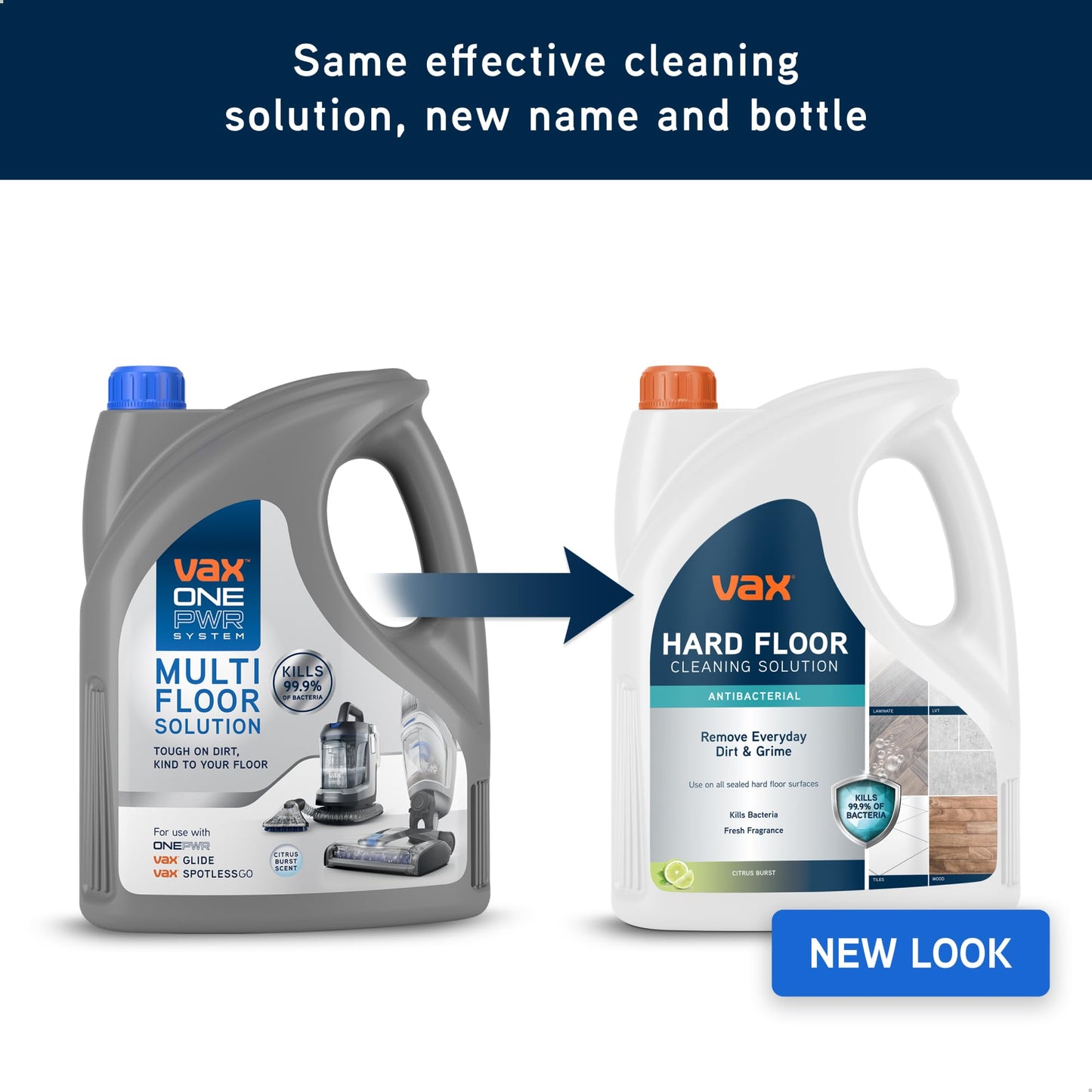 Vax 4L Hard Floor Antibacterial Cleaning Solution, Citrus Burst Scent, Removes 99.9% of Bacteria, 1-9-142097, Silver