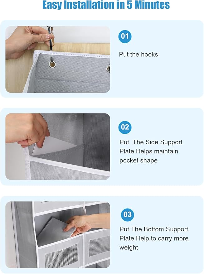 Over the Door Organizer Hanging- 10 Compartments, 80 lbs Load Behind Door