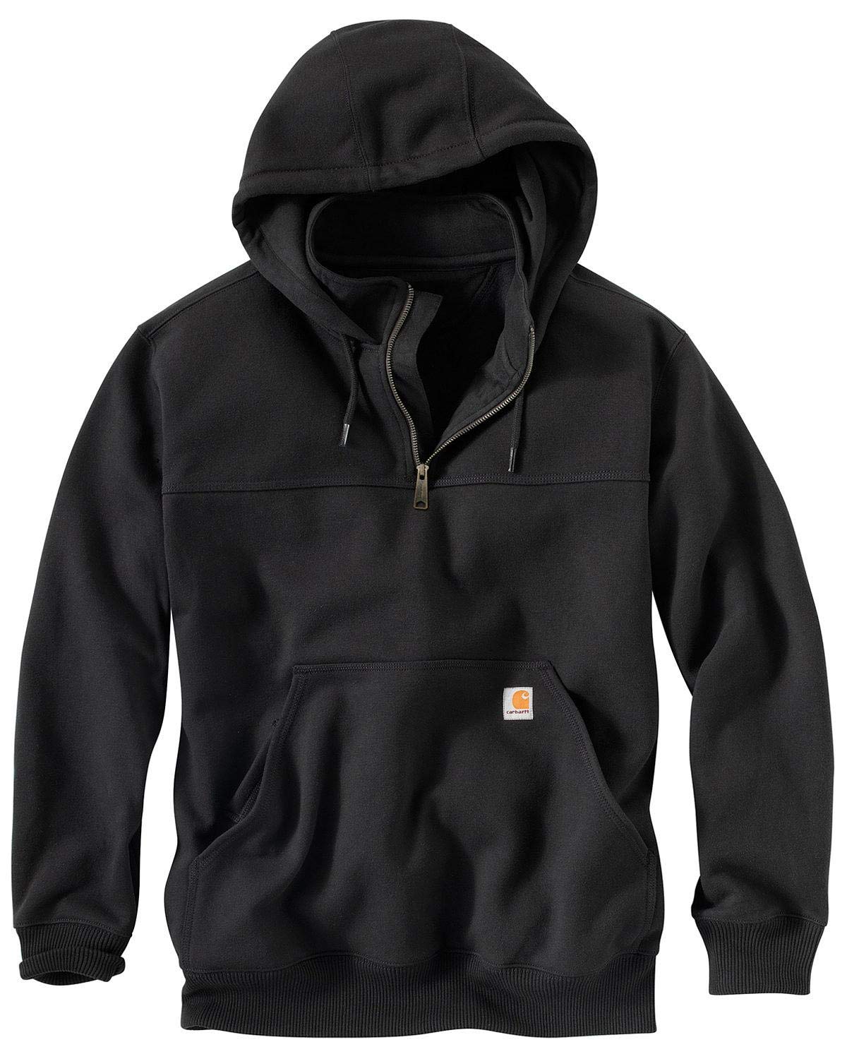 Carhartt Men's Rain Defender Paxton Heavyweight Hooded Zip Mock Neck Sweatshirt,Black,X-Large