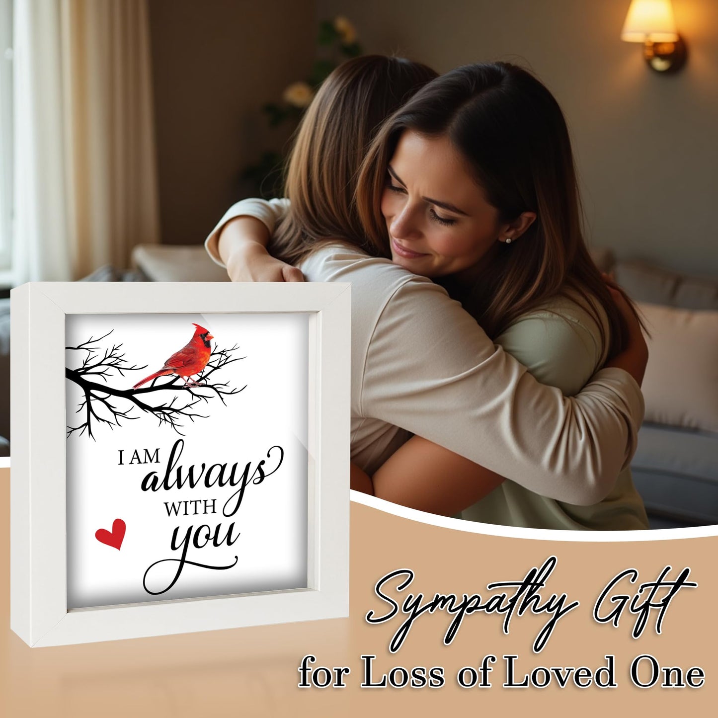 Memorial Frame Sympathy Gift for Loss of Loved One, Cardinal Bereavement Keepsake Box, Engraved Memorial Ornament, Sympathy Poem Card, Condolence Remembrance Keychain, Wall Art Table Décor FF632
