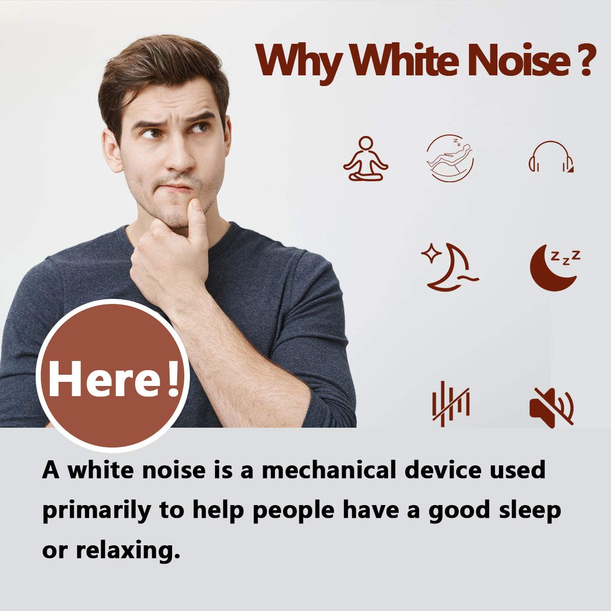 Magicteam Sound Machines White Noise Machine with 20 Non Looping Natural Soothing Sounds and Memory Function 32 Levels of Volume Sleep Sound Timer Therapy for Baby Kids Adults (White Little)