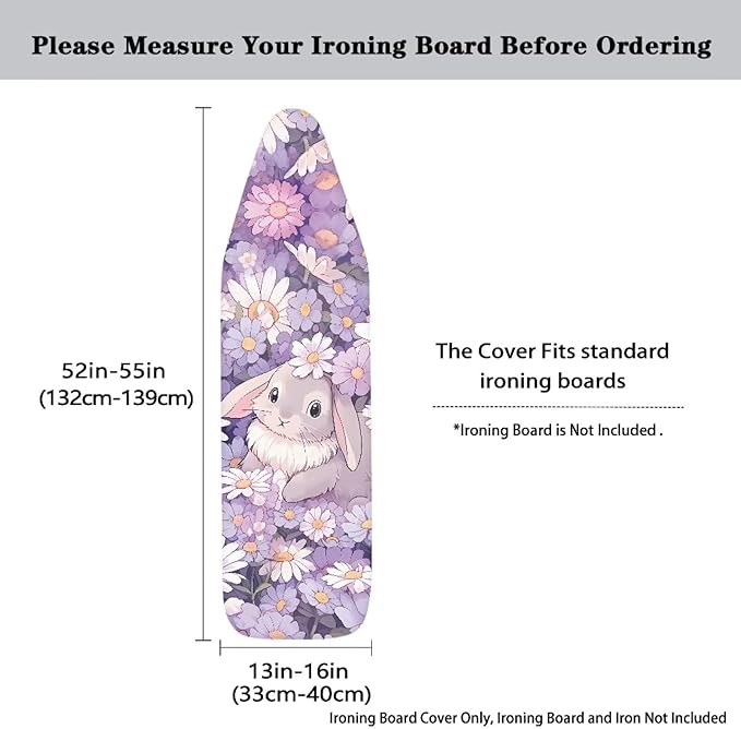 Daisy Bunny Iron Board Cover for Easter Standard Size Elastic Edge for Snug and