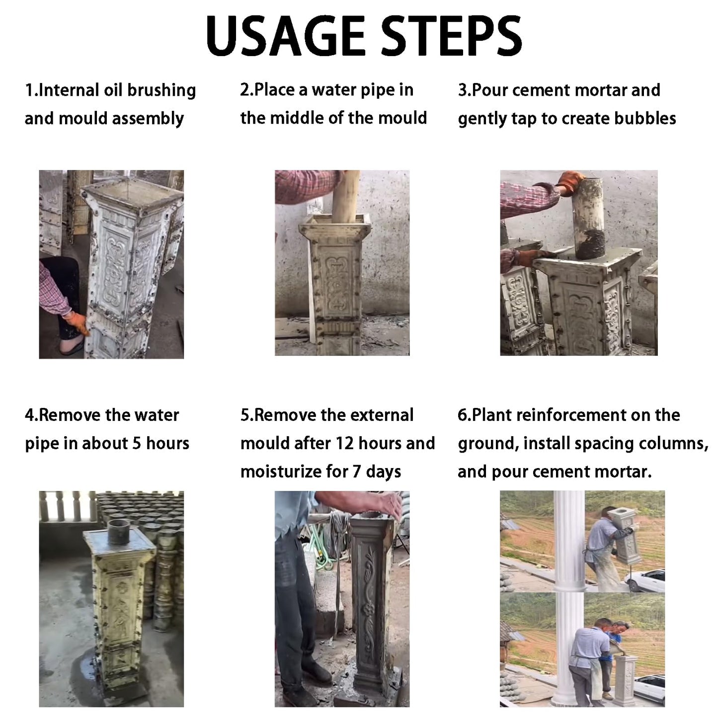 DIYUNIMOULD 38.18" Height Heavy Duty Pillar Concrete Molds for Balcony - Reusable Thickened Cement Casting Mould, Concrete Baluster & Column Forming Molds