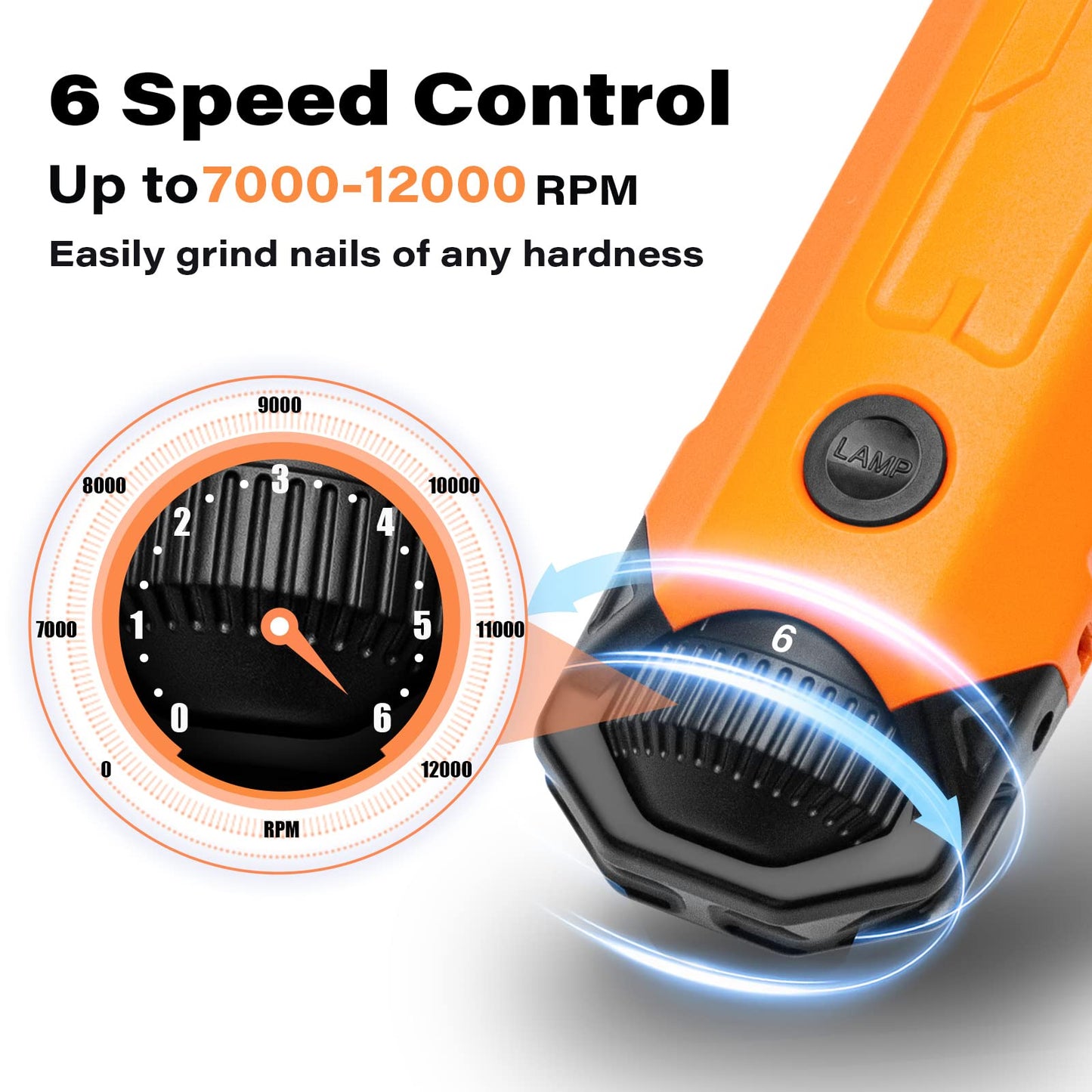 Casfuy 6-Speed Dog Nail Grinder - Newest Enhanced Pet Nail Grinder Super Quiet Rechargeable Electric Dog Nail Trimmer Painless Paws Grooming & Smoothing Tool for Large Medium Small Dogs