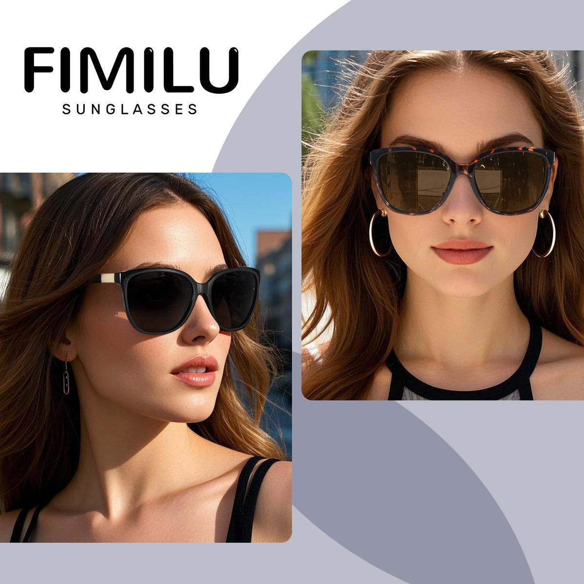 FIMILU Polarized Sunglasses for Women, Trendy Fashion Sun Glasses Square Retro Glasses UV Protection for Daily Outdoor 2pack