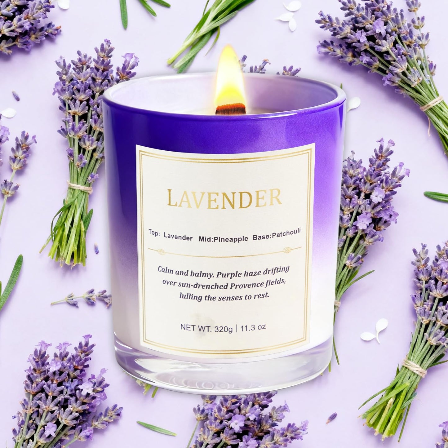 Lavender Candle Gift Set β 2 Pack Wood Wick Soy Wax Scented Candles with Gift Boxes, Long Lasting Relaxing Aromatherapy Candles for Home Decor, Holiday Gifts