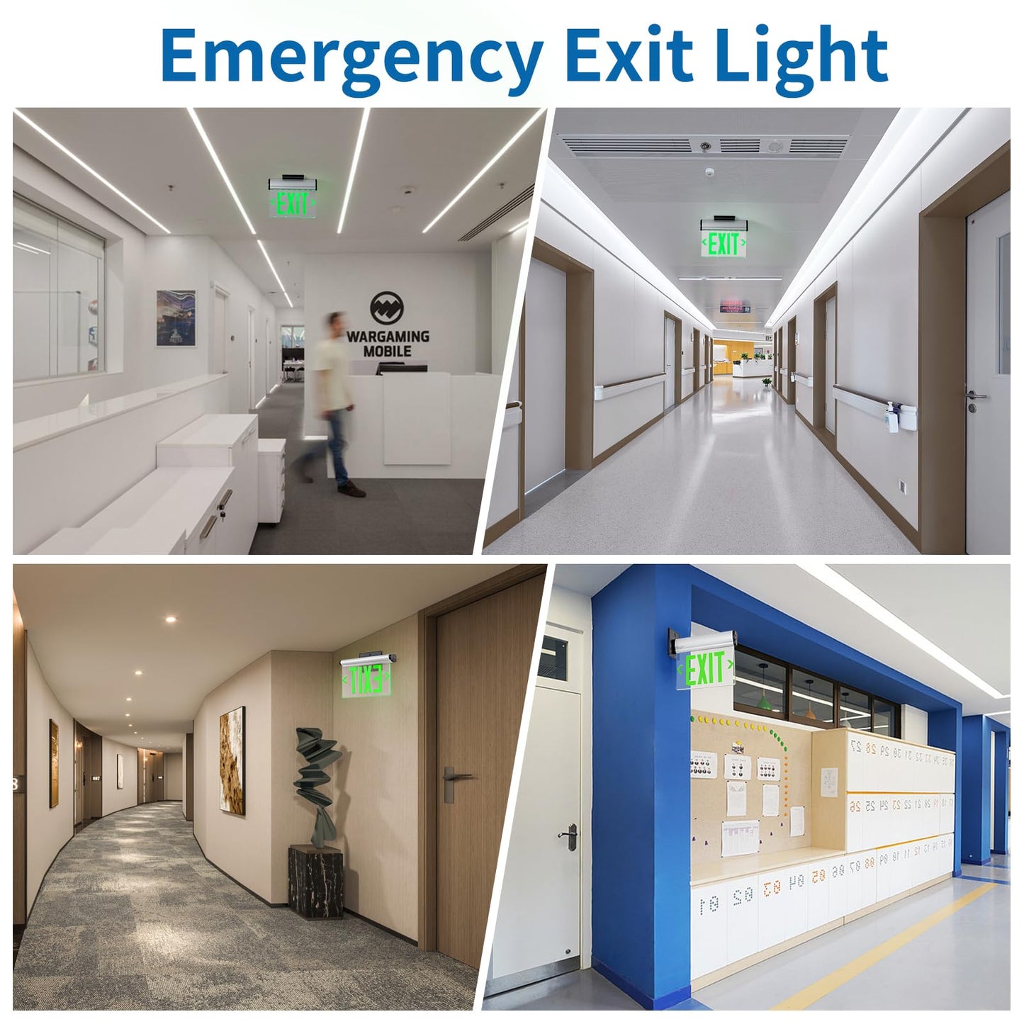 TANLUX Green Exit Signs for Business, LED Edge Lit Exit Sign, UL 924, Hardwired Emergency Exit Lights with Battery Backup, Aluminum Housing with Rotating Acrylic Clear Panel, AC 120/277V, 1 Pack