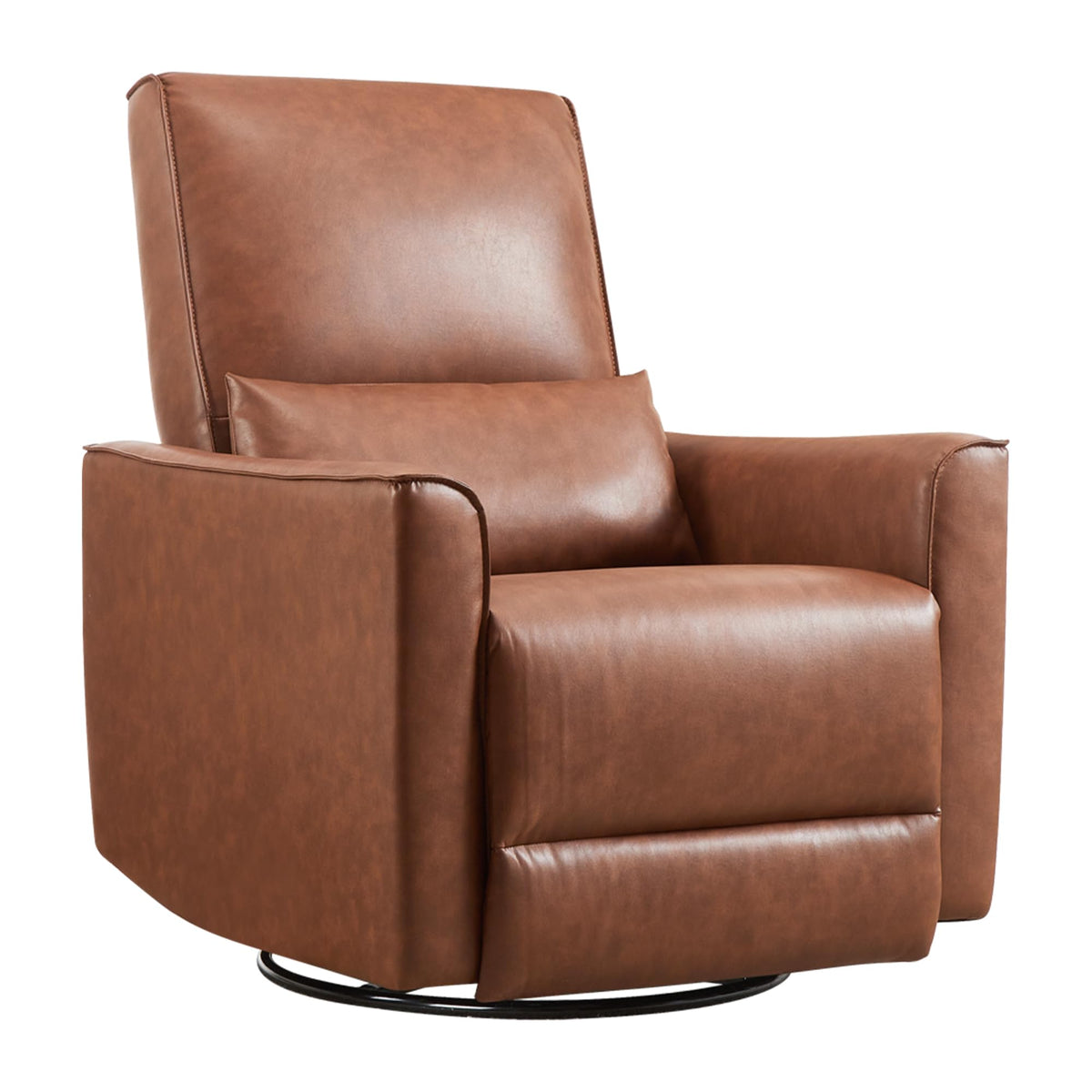 360° Swivel Glider Recliner Chair with Lumbar Support - Ergonomic PU Leather Manual Rocking Chair for Nursery, Living Room, Bedroom, Home Office