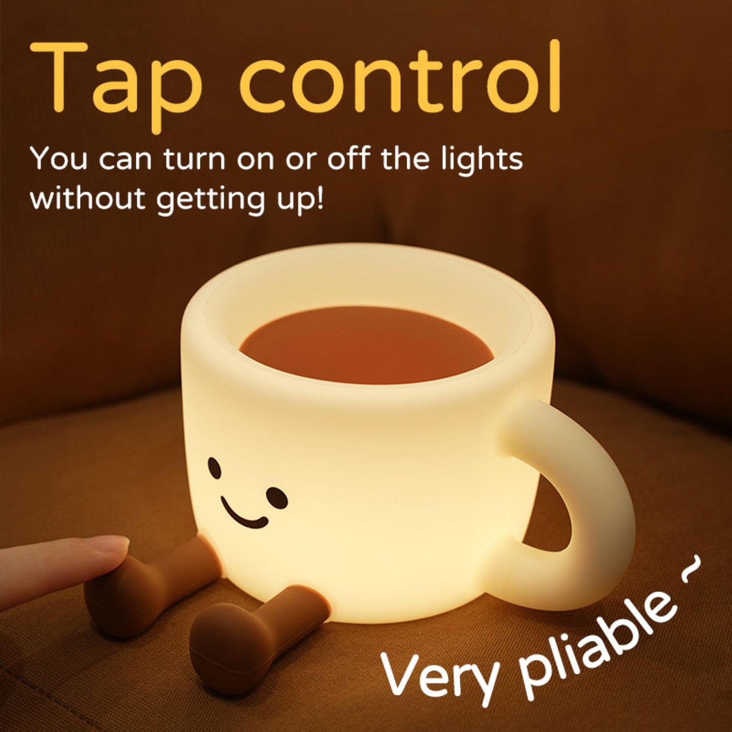 QANYI Coffee Cup Night Light, Gifts for Coffee Lovers, Rechargeable Dimmable Color Changing Night Lamp, Soft Silicone Cute Desk Lamp with Touch Control, Funny Gag Birthday Gifts for Women