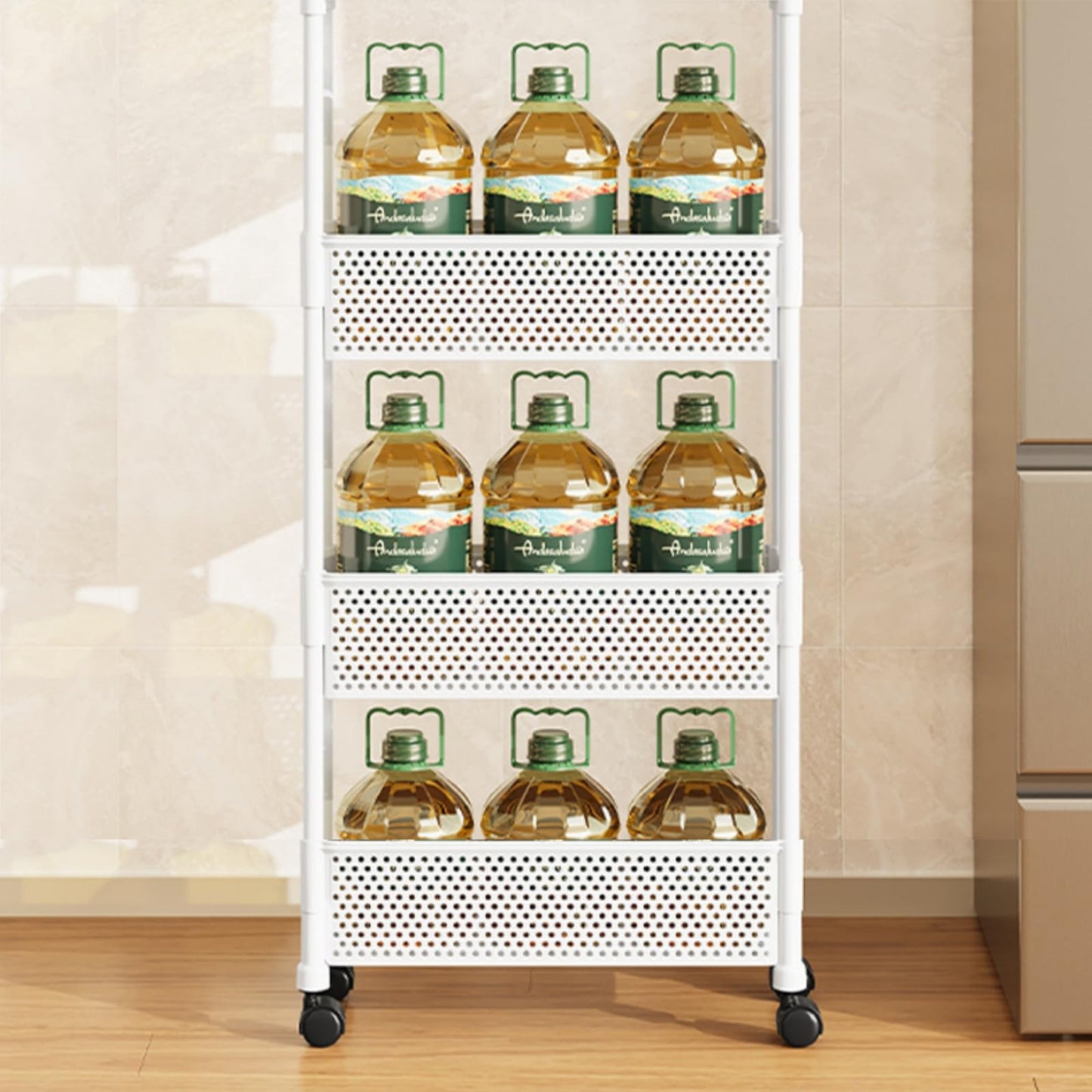 runsfeld Slim Storage Cart, Kitchen Gap Storage, Multi-Layer Organizer with 360° Swivel Wheels for Kitchen Bathroom (Black,3 Tier)