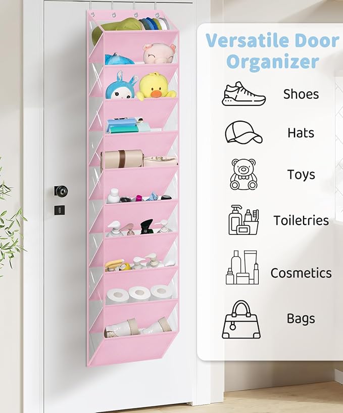 AOODA 10 Tier Clear Over the Door Shoe Organizer Storage, Deep Pockets Large