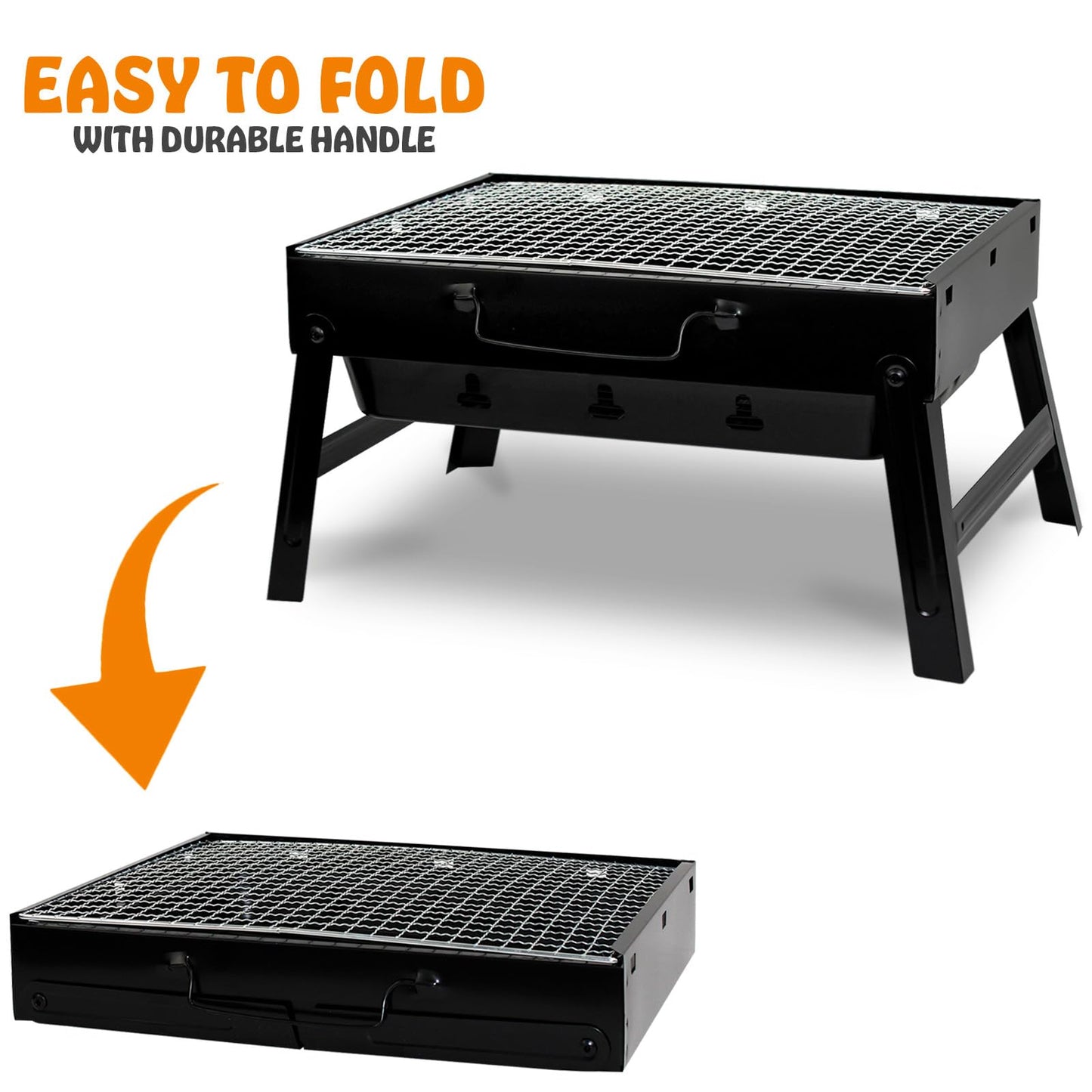 BBQ Barbecue Grill Portable Folding Charcoal for Camping Garden Outdoor Cooking Fun by Crystals®