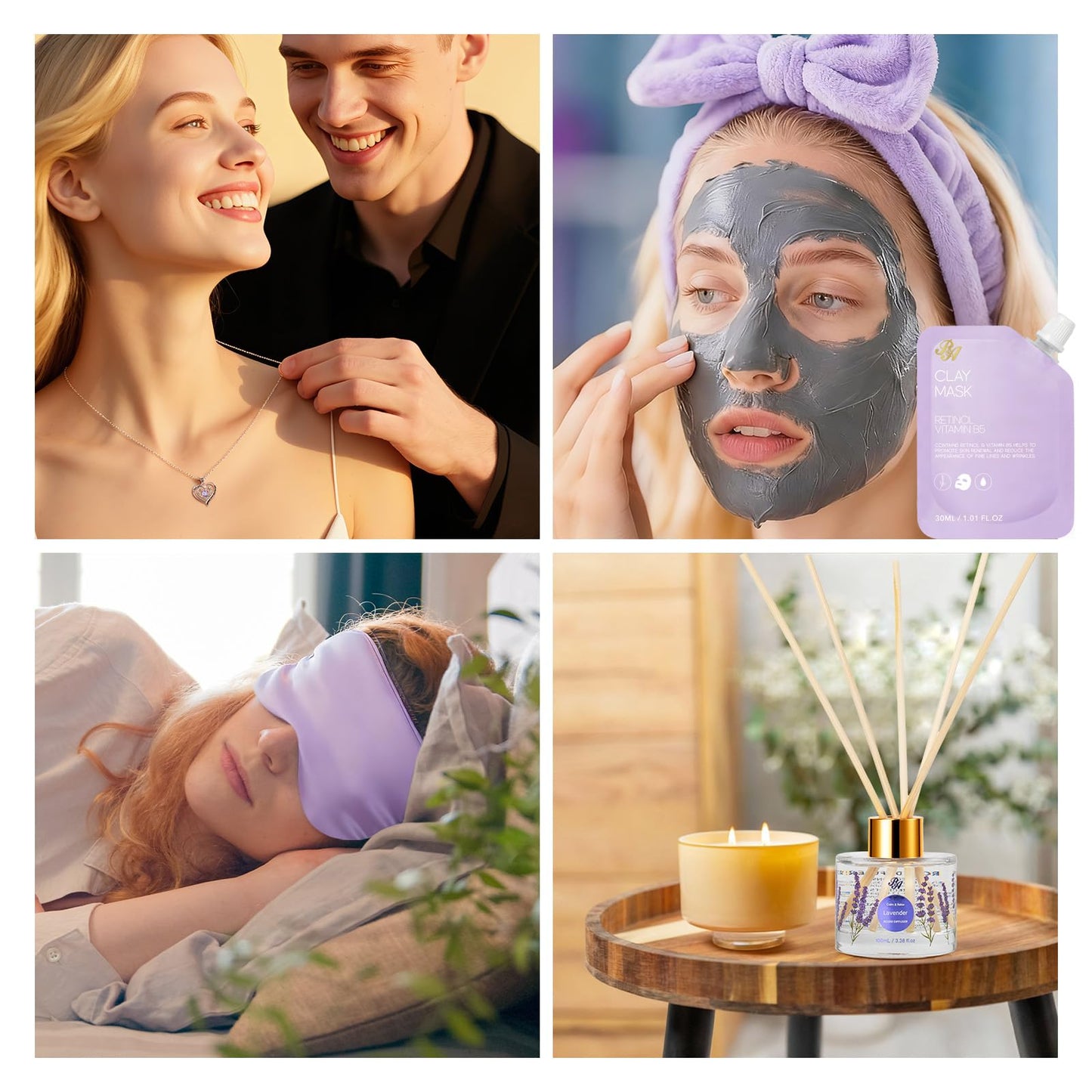 35 Pcs Mothers Day Gifts, Lavender Bath & Body Gift Basket for Women, Facial Skin Care Set, Home Spa Basket, Self-Care Set, Face Sheet Mask, Necklace, Birthday, Christmas,Anniversary