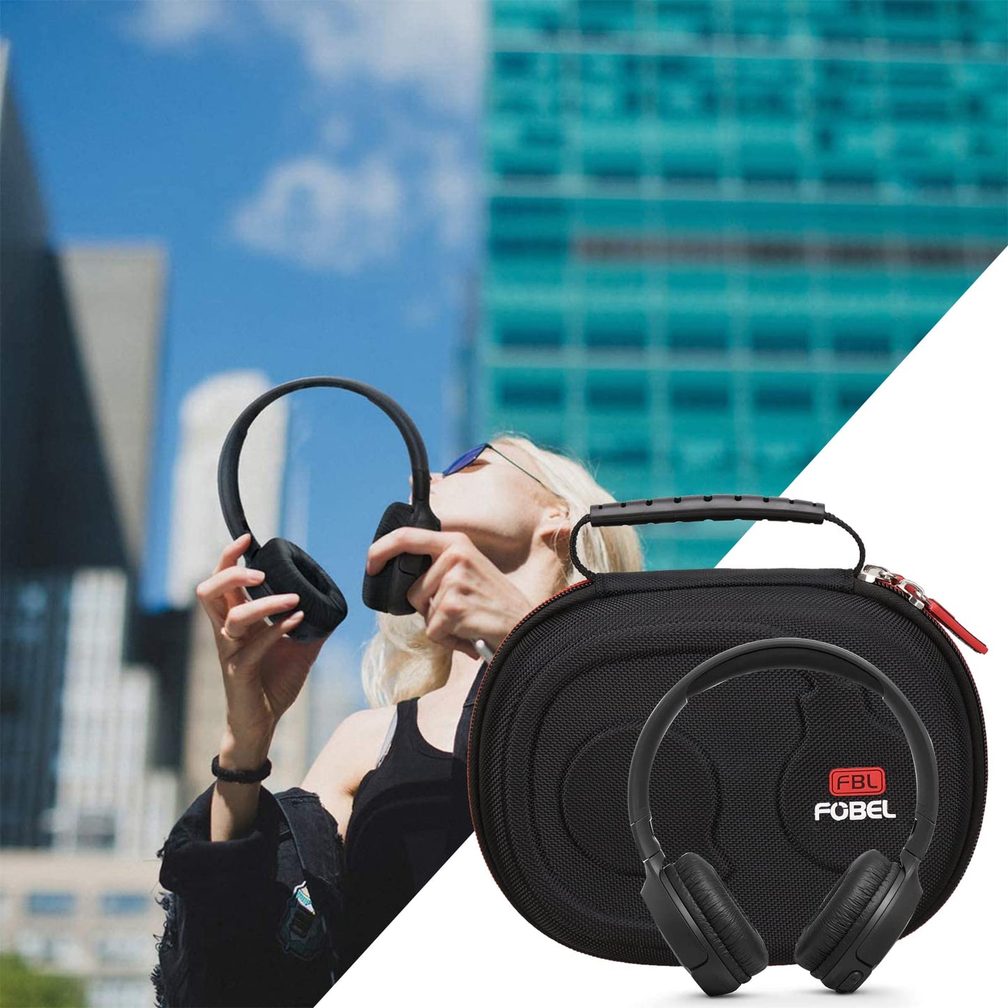 FBLFOBELI Headphone Cases EVA Hard Storage Case for JBL TUNE 500BT/510BT/T450BT/710BT/JBL Live 650 BT NC On-Ear Wireless Bluetooth Headphone, Travel Protective Bag (Black)