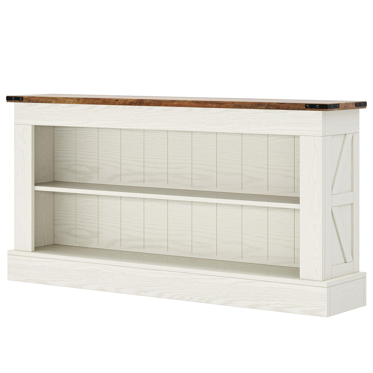 Tribesigns 63-Inch Long Console Table for Entryway, Narrow Long Entry Table with Shelves for Living Room, Farmhouse Sofa Console Behind Couch, for Foyer, Hallway, White and Brown