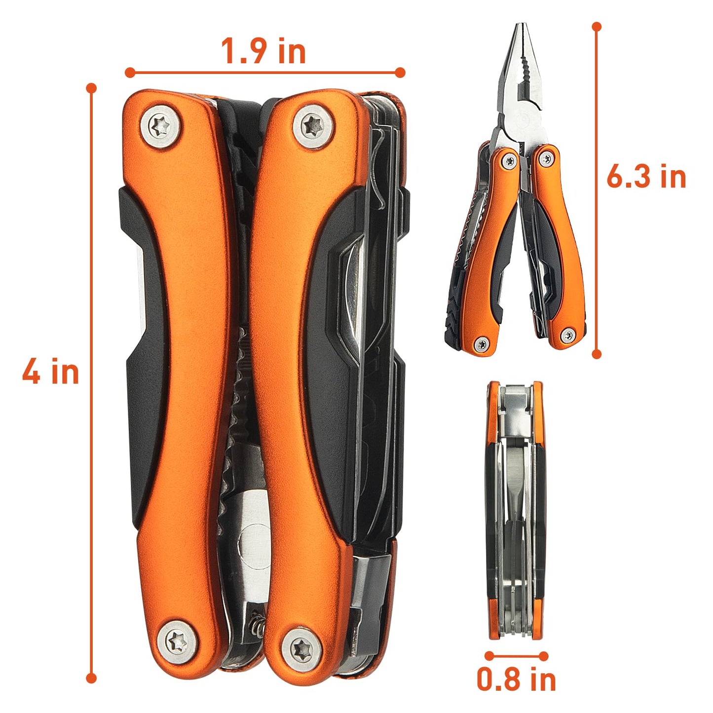 5 Packs Needle Nose Pliers, Multi Tool, Hiking Essentials, Fathers Gifts, Multitool Pliers, Camping Knife with Holster and Nylon Sheath for Outdoor, Fishing, Hunting, Hiking by WIWUE GUO(orange)