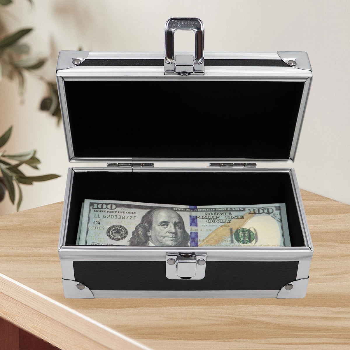 Lockable Cash Box, Aluminium Alloy Money Box for Cash, Money Holder, Cash Organizer, Single Row Currency Tray, Money Storage Box, Money Organizer for Cash