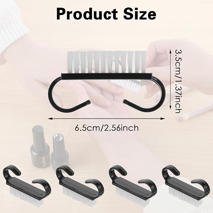 20 PCS Handle Grip Nail Brush Cleaner Black Nail Cleaning Brush Nylon