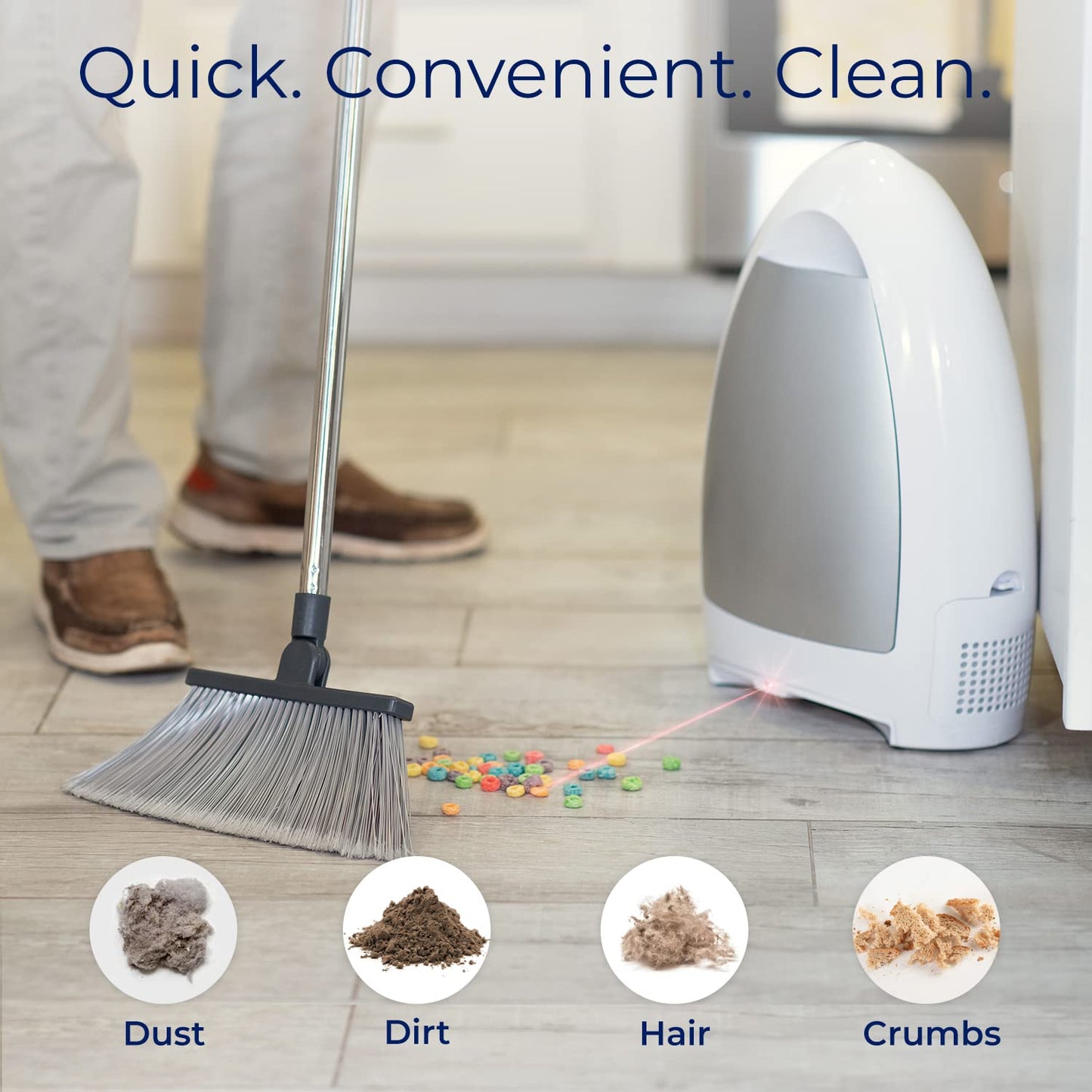 EyeVac Home Touchless Vacuum Automatic Dustpan - Great for Sweeping Pet Hair Food Dirt Kitchen - Ultra Fast & Powerful, Corded Canister Vacuum, Bagless, Automatic Sensors, 1000 Watt (White)