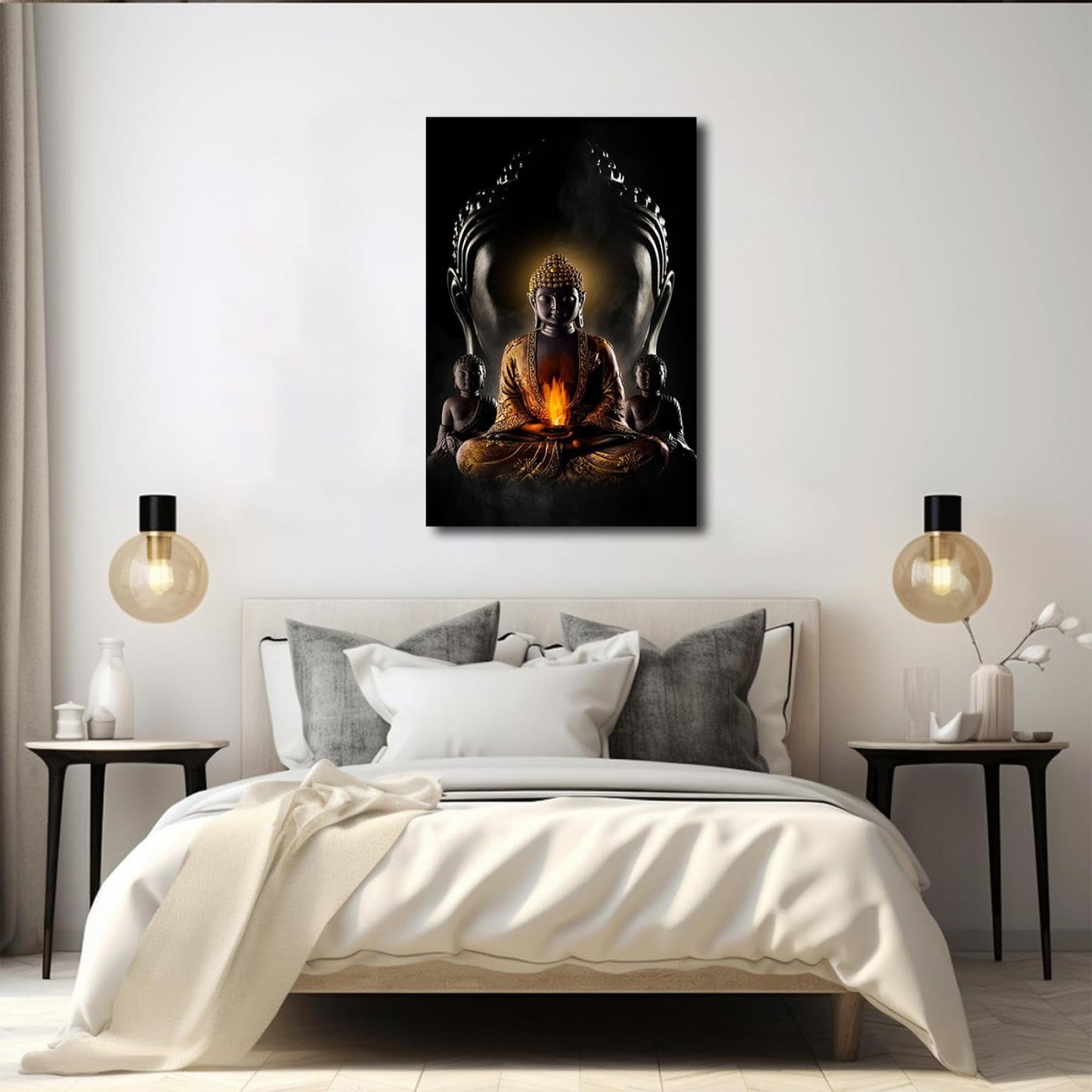 Abstract Buddha Painting Wall Art - Buddhist Wall Art Modern Meditation Art Buddha Artwork for Living Room Yoga Room Hindu Wall Decor Framed Zen Wall Art 12x16in/30x40cm