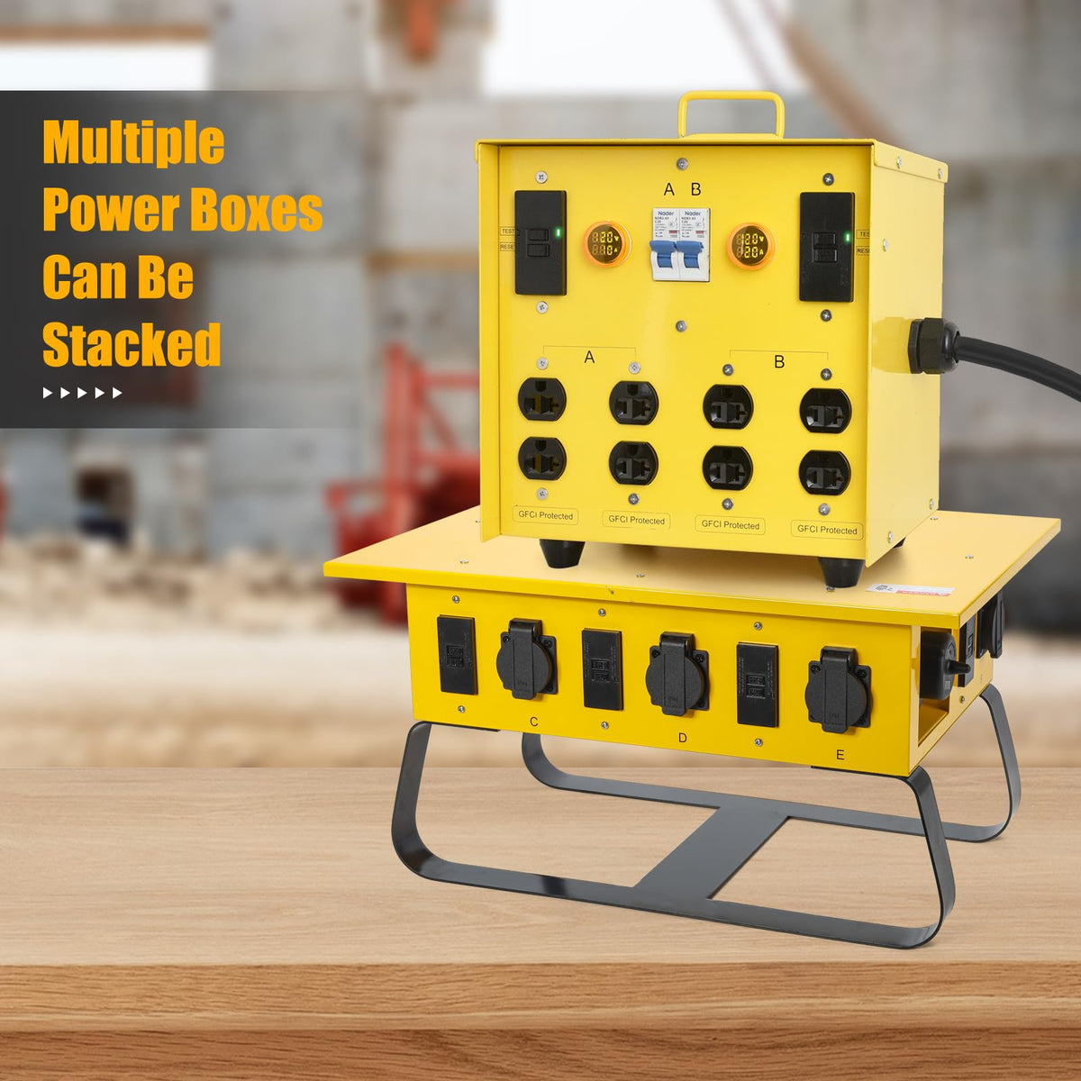 Power Distribution Box, Temporary Power Distribution Center, 50A California Standard Twist-to-Lock, Ideal for Temporary Power Needs
