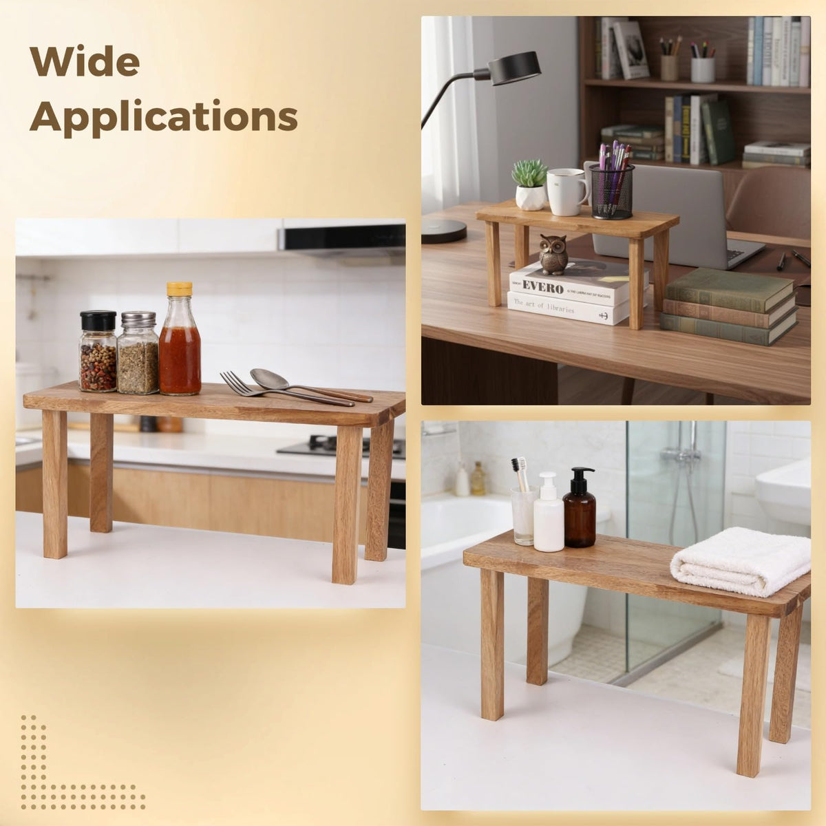 DORMIYA 15 Inches Acacia Wooden Desktop Organizer Shelf, Cabinet Riser & Counter Display Stand for Top of Desk Home Office Kitchen Coffee Table Display Stand