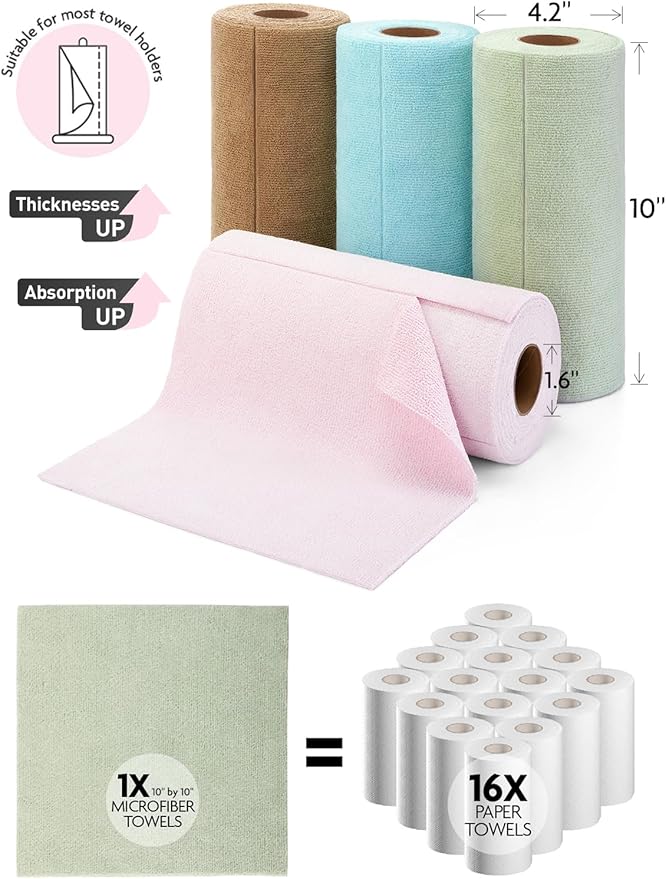 Fantasticlean Tear-Away Dish Cloth- 80 Sheets, 4 Rolls