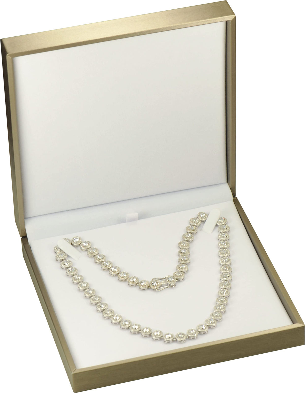 The Jewellery Pak Gold Color Big Necklace Chain Gift Box Luxury Soft Touch PU Leather Material Necklace Storage Box Size 6.42"(W)*6.42〞(D)*1.57〞(H)