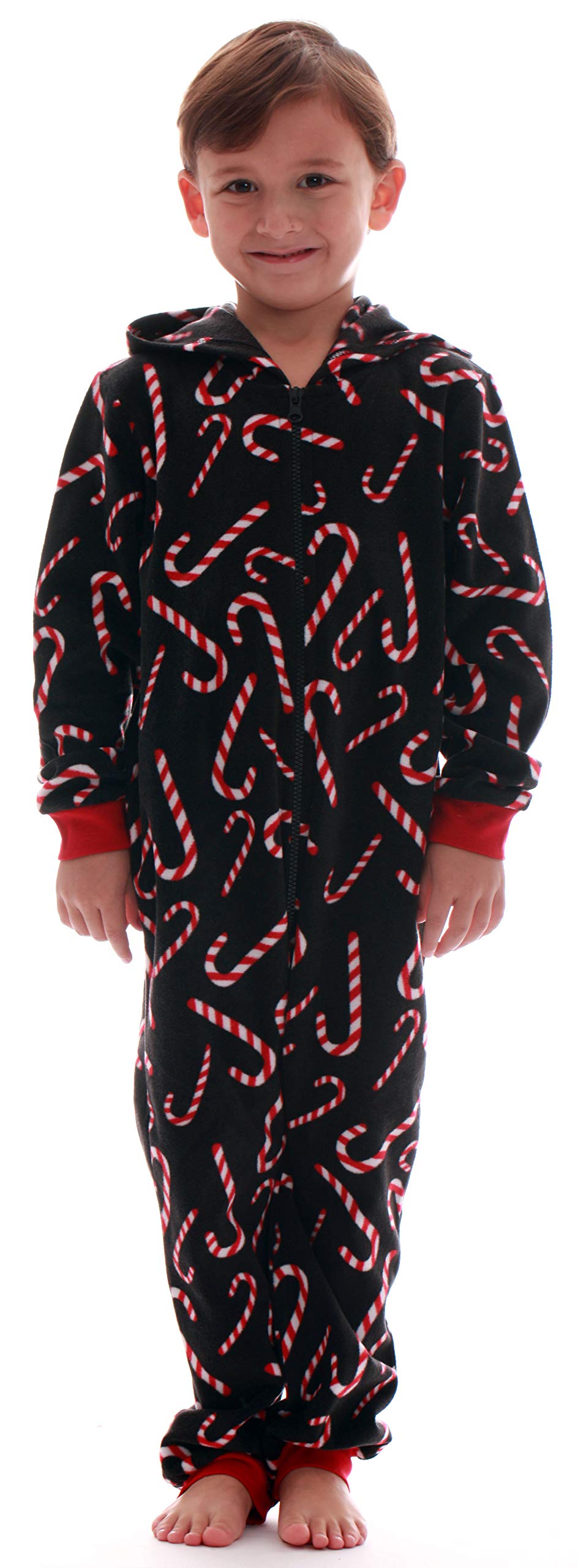 #followme Family Pajamas Candy Cane Microfleece Kids Blanket Sleeper 95517-10179-10-12