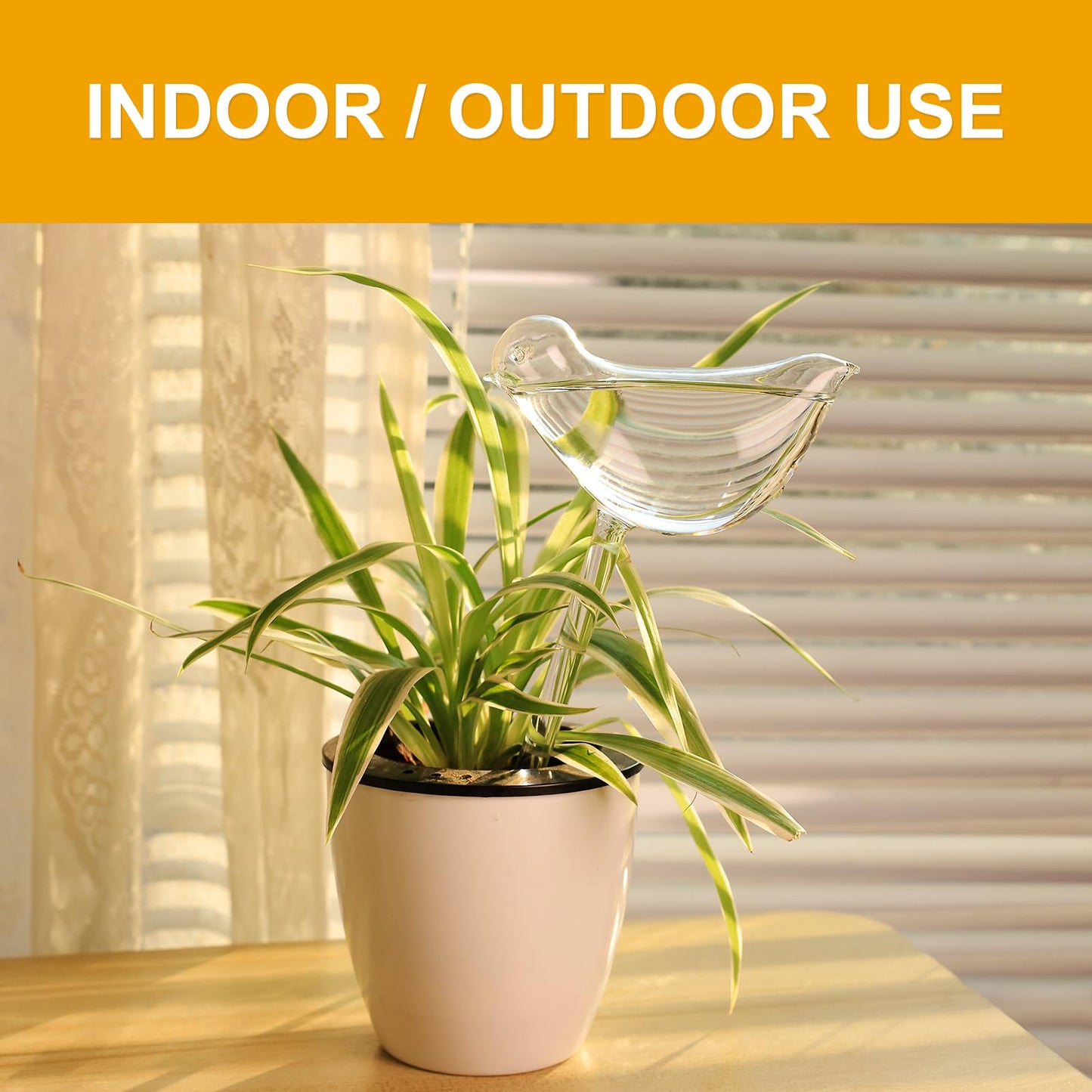 KiKiHome Plant Water Drippers, Glass Plant Waterer Bulbs,Self Watering Globes for Plants,Automatic Irrigation Device for Indoor & Outdoor Plants, 2 Birds