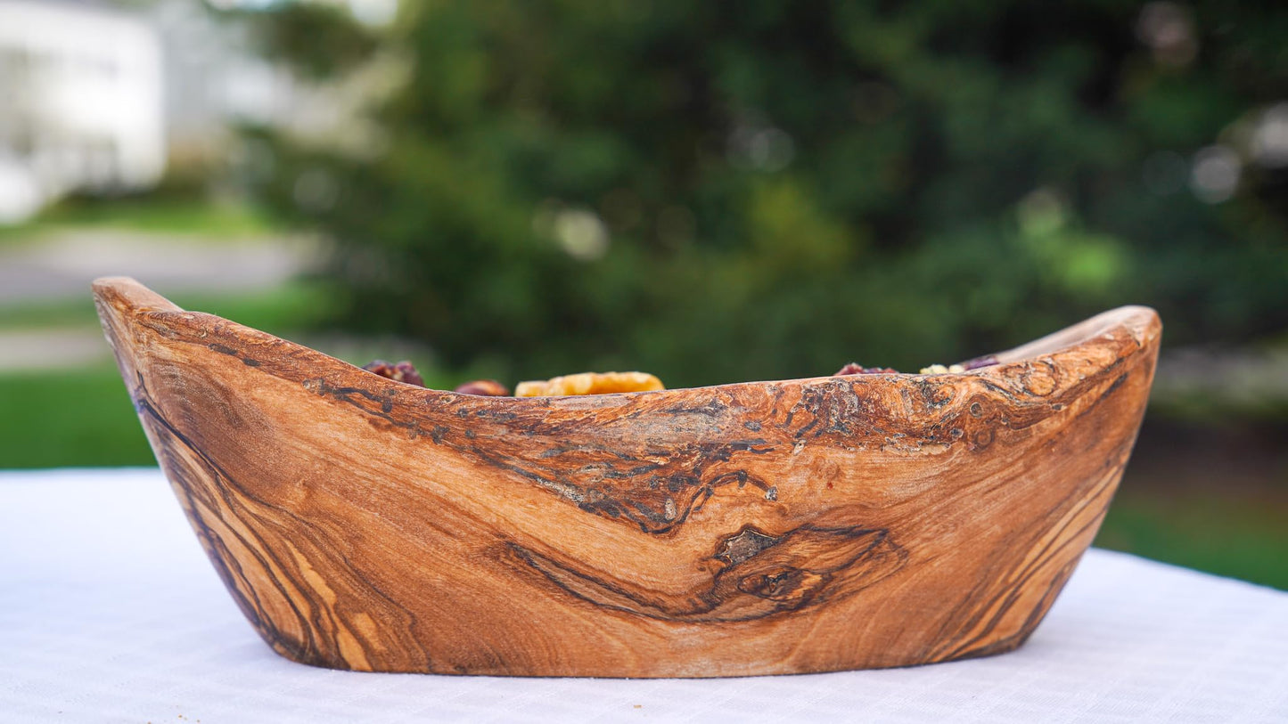Lipper International Olive Wood Oval Fruit Bowl