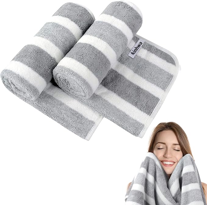 KinHwa Microfiber Hand Towels for Bathroom Soft and Absorbent Face Towels Grey