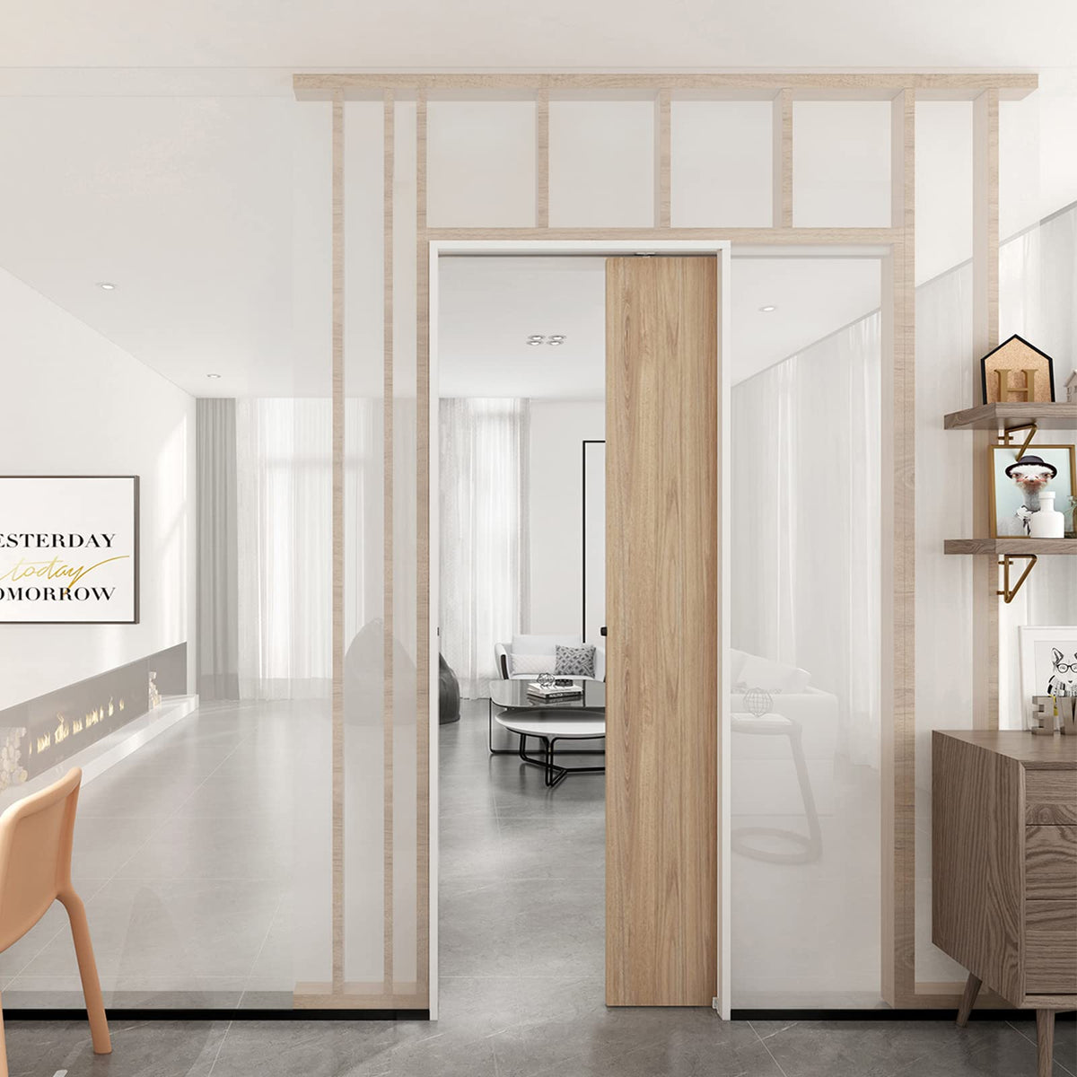 JUBEST 8FT Commercial Grade Pocket Door Hardware and Track Set, Sliding Door Hardware 92", Durable and Smoothly, Easy to Install