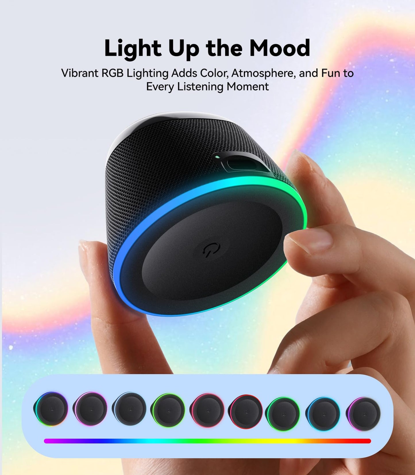 Portable Speaker Phone Stand Gifts:Birthday Graduation Mini Gifts for Him Her, 2 in 1 Magnetic Bluetooth Speakers, Loud Sound IPX5 Waterproof, 9 Light Modes, TWS, Home/Office/Travel Essentials-Black