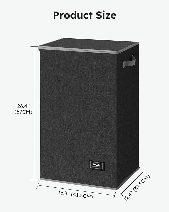 SOLEDI Laundry Hamper with Lid 90L Large & Tall Collapsible Laundry Basket