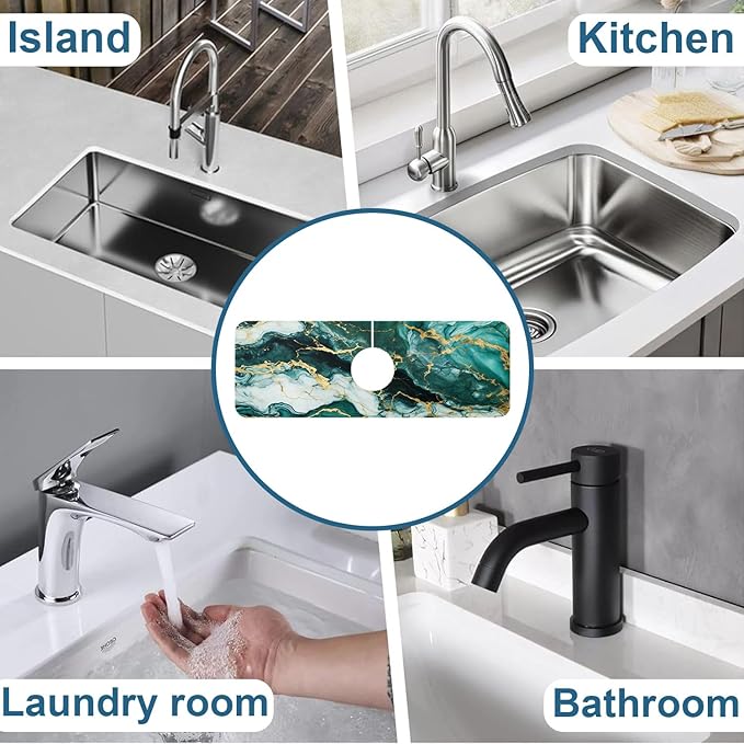 Green Marble Sink Faucet Absorbing Mat Liquid Gold Marble Super Absorbent Fast