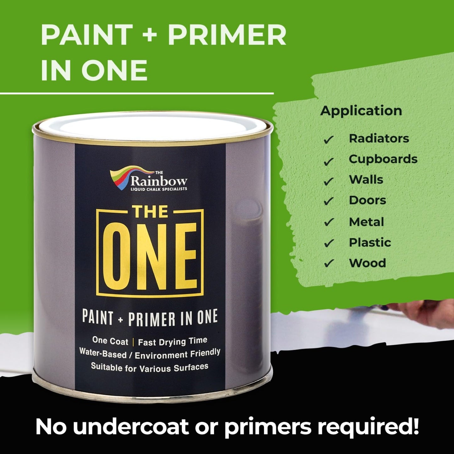 THE ONE All-In-One Paint & Primer - Black Matte, 250 ml | Multi-Surface 1 Coat Formula | Easy Indoor & Outdoor Decorating for Home & Garden Walls, Floors & Furniture | Durable, Water-Based & Low VOC