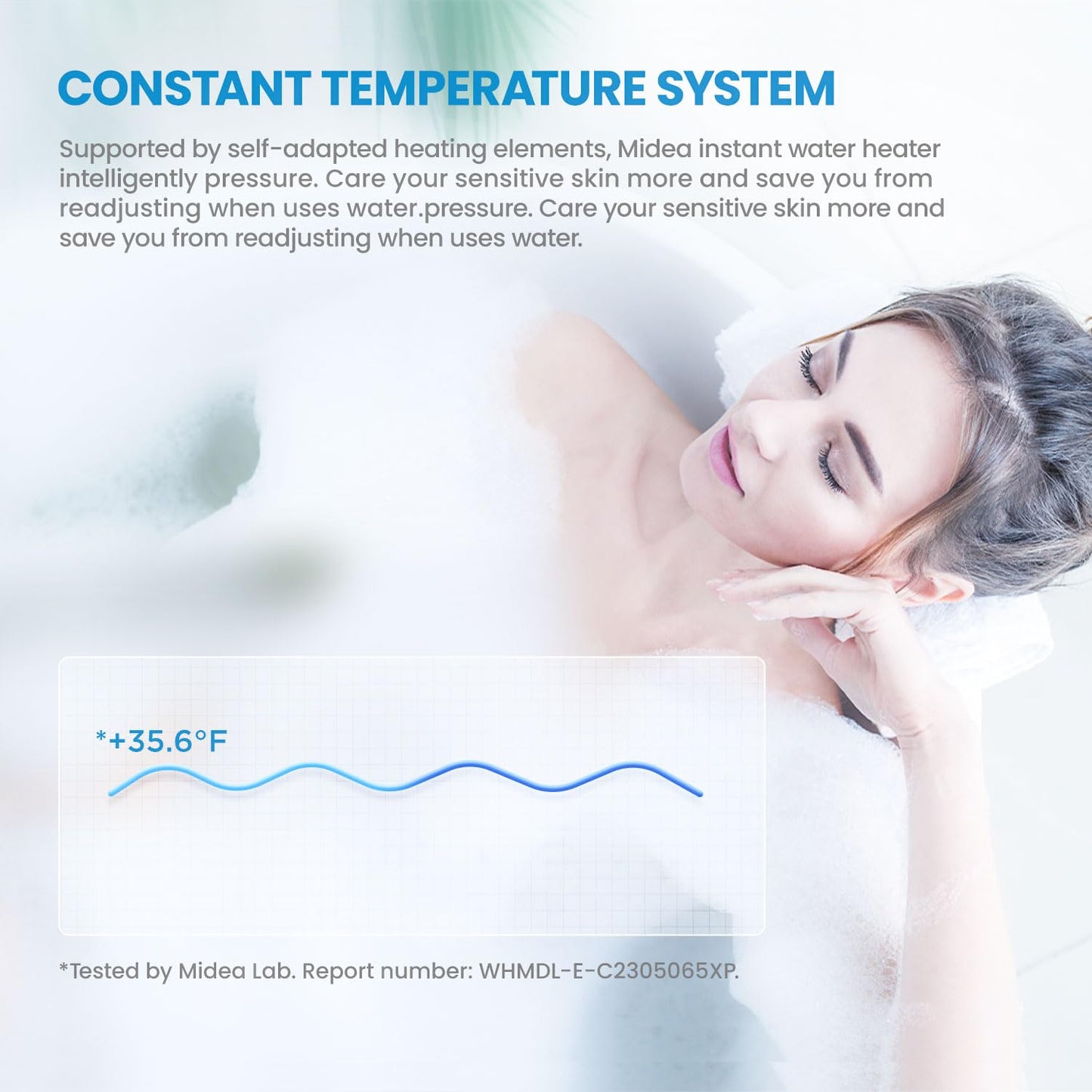 Midea 13KW-updated Electric Tankless Water Heater, Touch Control, Wi-Fi Control, LED Display, Child Mode, 240 Volts with Automatic Power Modulation, On-demand Hot Water, White