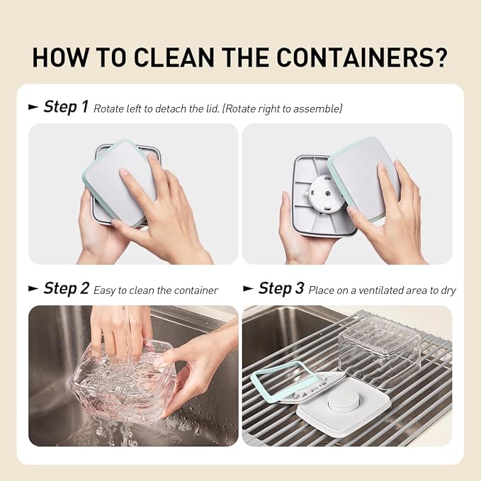 Pop Food Storage Containers Set, One Button Opening BPA-Free Food Containers