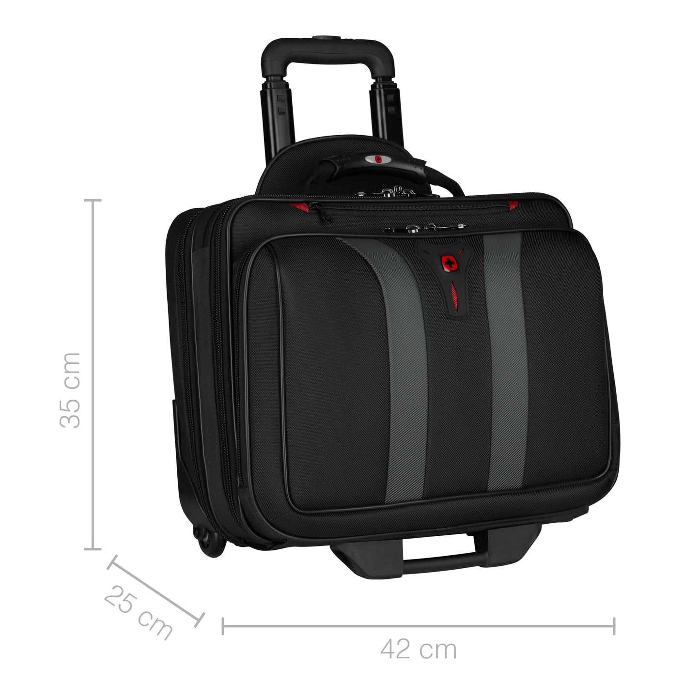 Wenger 600659 Granada 15.6 Inch Wheeled Laptop Case, Padded Laptop Compartment and Overnight Compartment in Black/Grey (24 Litre)