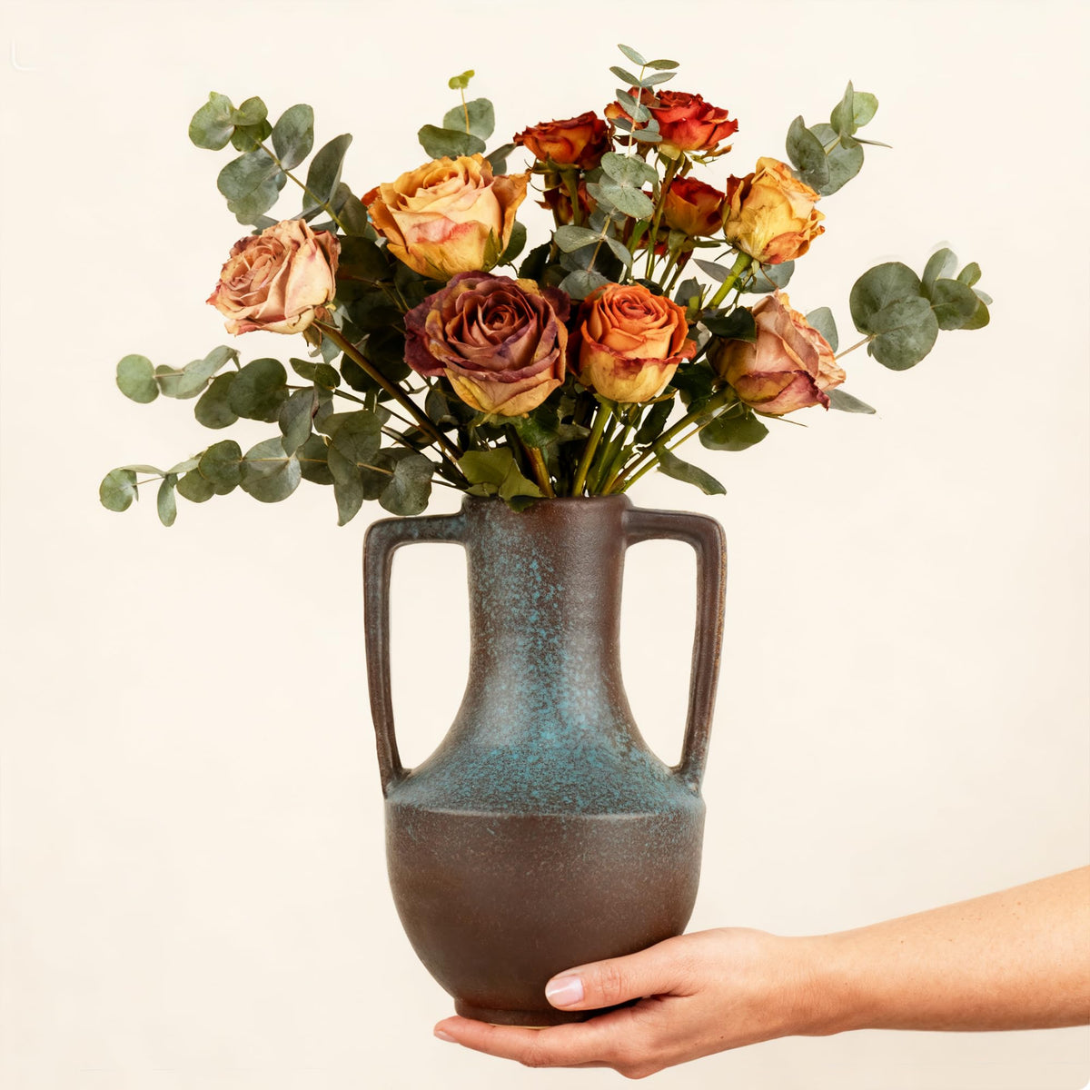 ArtCachet Ceramic Flower Vase with Handles,7.8" Tall Vase for Centerpieces,Large Decorative Terracotta Vases, Farmhouse Rustic Pottery Vase for Home Decor Living Room,Table,Shelf or Mantel