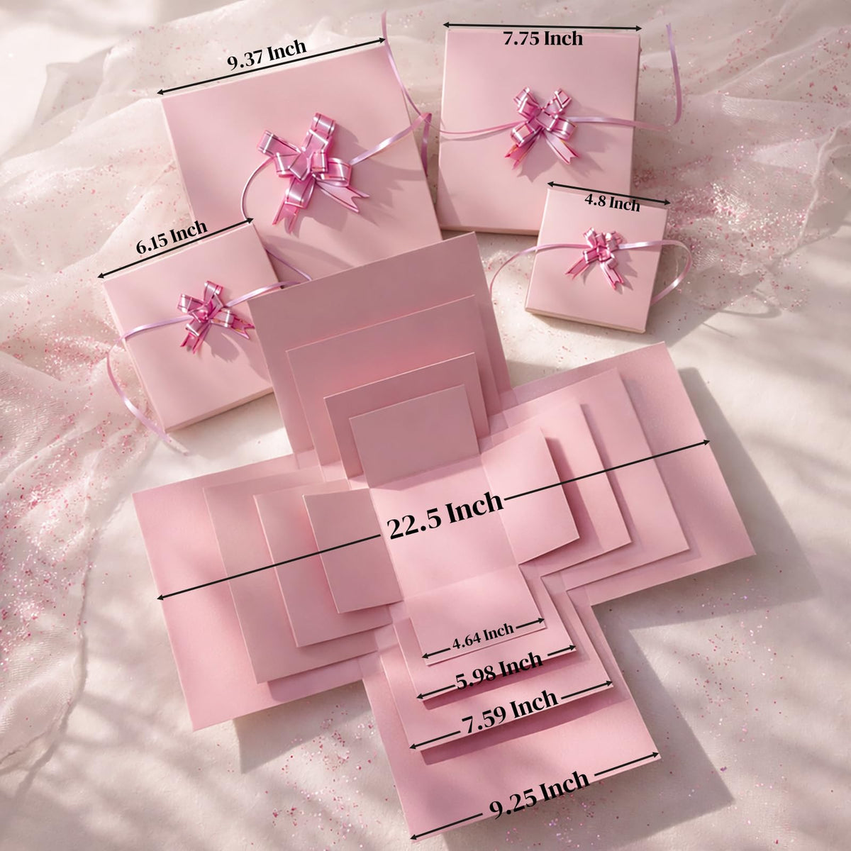 4-Layer Explosion Gift Box, 10''x10''x7'' Pink Creative Gift Boxes for Presents, DIY Surprise Gift Box Explosion for Birthday Birthday Easter Mother's Day and Father's Day Anniversaries (Pink)