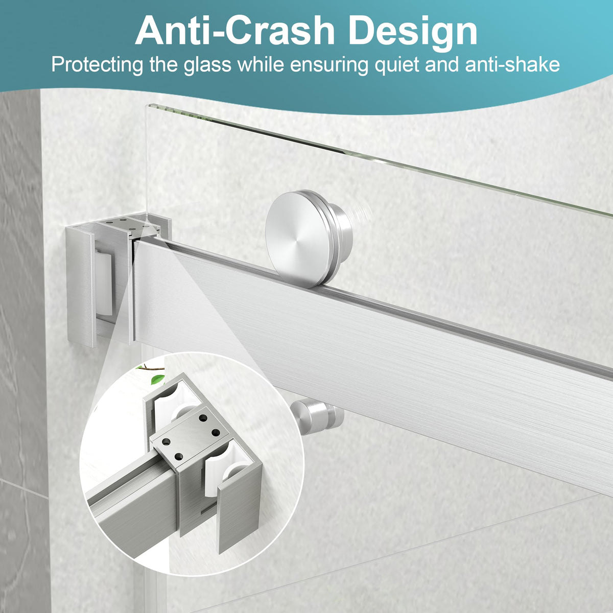 KPUY Frameless Shower Door, 49-54" W x 76" H Double Sliding Glass Shower Door, 1/4" (6mm) Thick Tempered Clear Glass with Explosion-Proof Film Nano Coating, Brushed Nickel