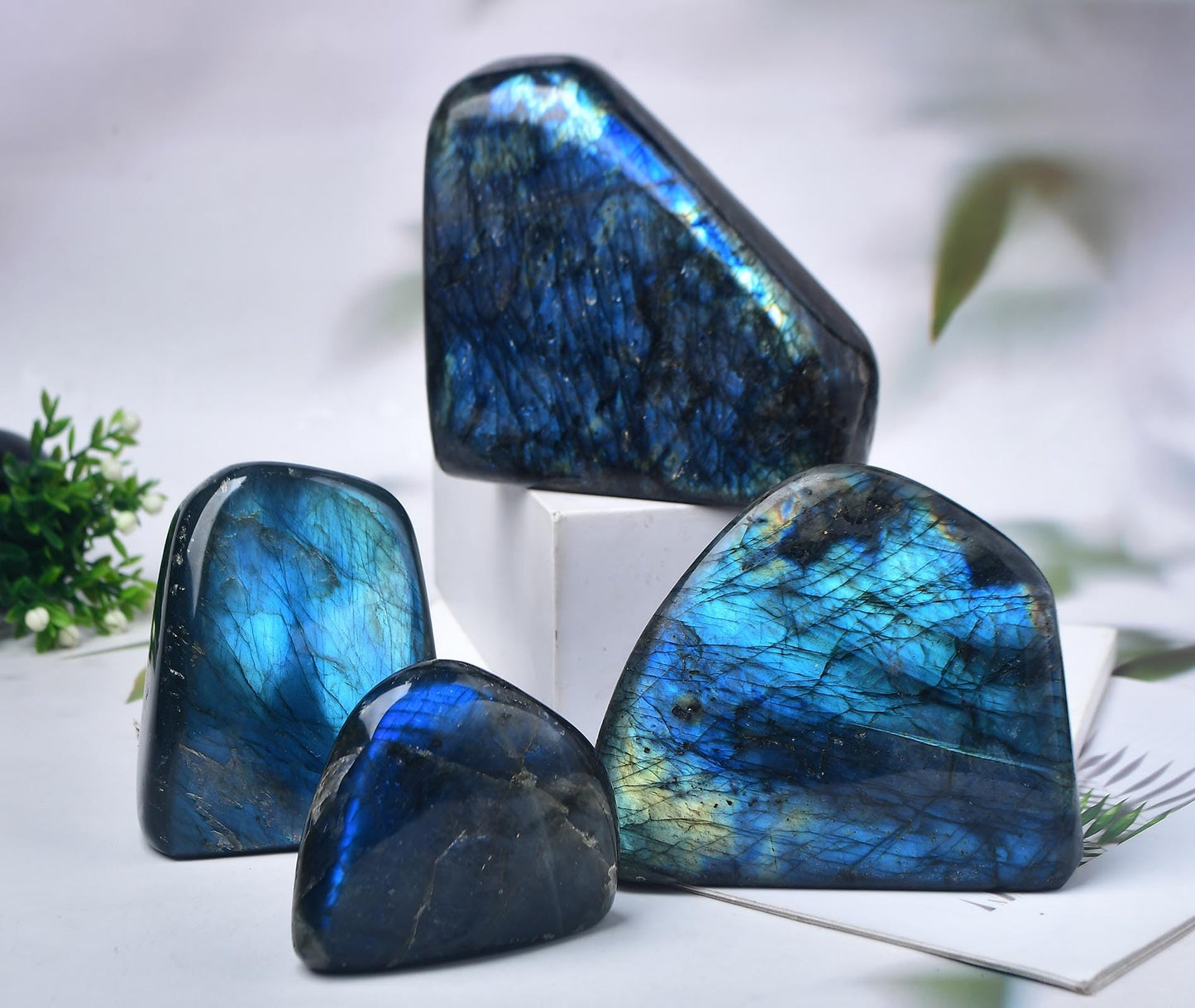 FZBHRO Large Labradorite Rock Polished Slab Block Healing Crystal Stone for Meditation Gift Home Decor 2.2-2.6 Pound