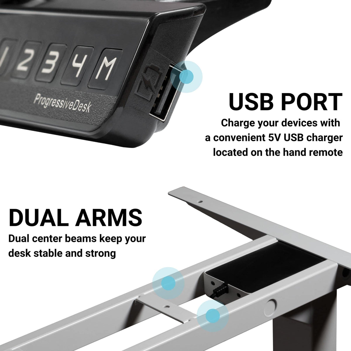 PROGRESSIVE AUTOMATIONS Standing Desk Corner Frame - Adjustable Height and Width Legs with Triple Electric Motors for Home Office L Shaped Desk FLT-05 Black