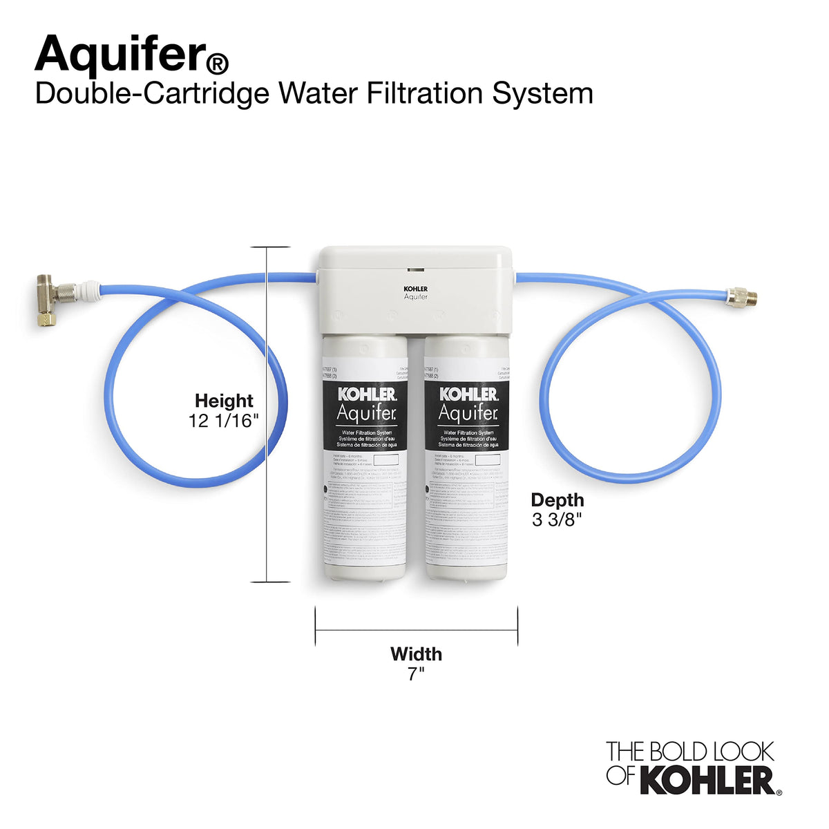 KOHLER 77686-NA Aquifer Double Cartridge Water Filtration System