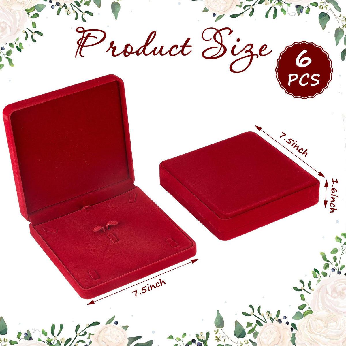 Yinkin 6 Pcs Velvet Jewelry Set Box Jewelry Display Case Earring Ring Bracelet Necklace Gift Box Pearl Necklace Storage Case for Mother's Day Wedding Travel Anniversary(Wine Red)