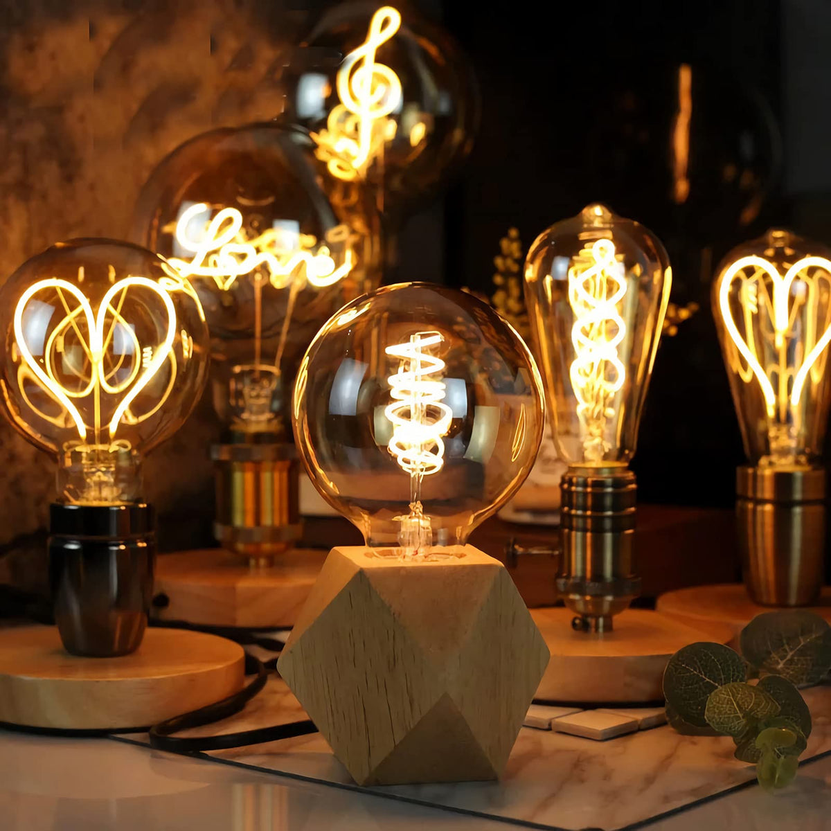 OuXean Small Wood Table Lamp, Bedside Lamp with Diamond Wooden Base E26 60W Industrial Night Light Boho Deco for Bedroom, Living Room or Office(No Bulb)